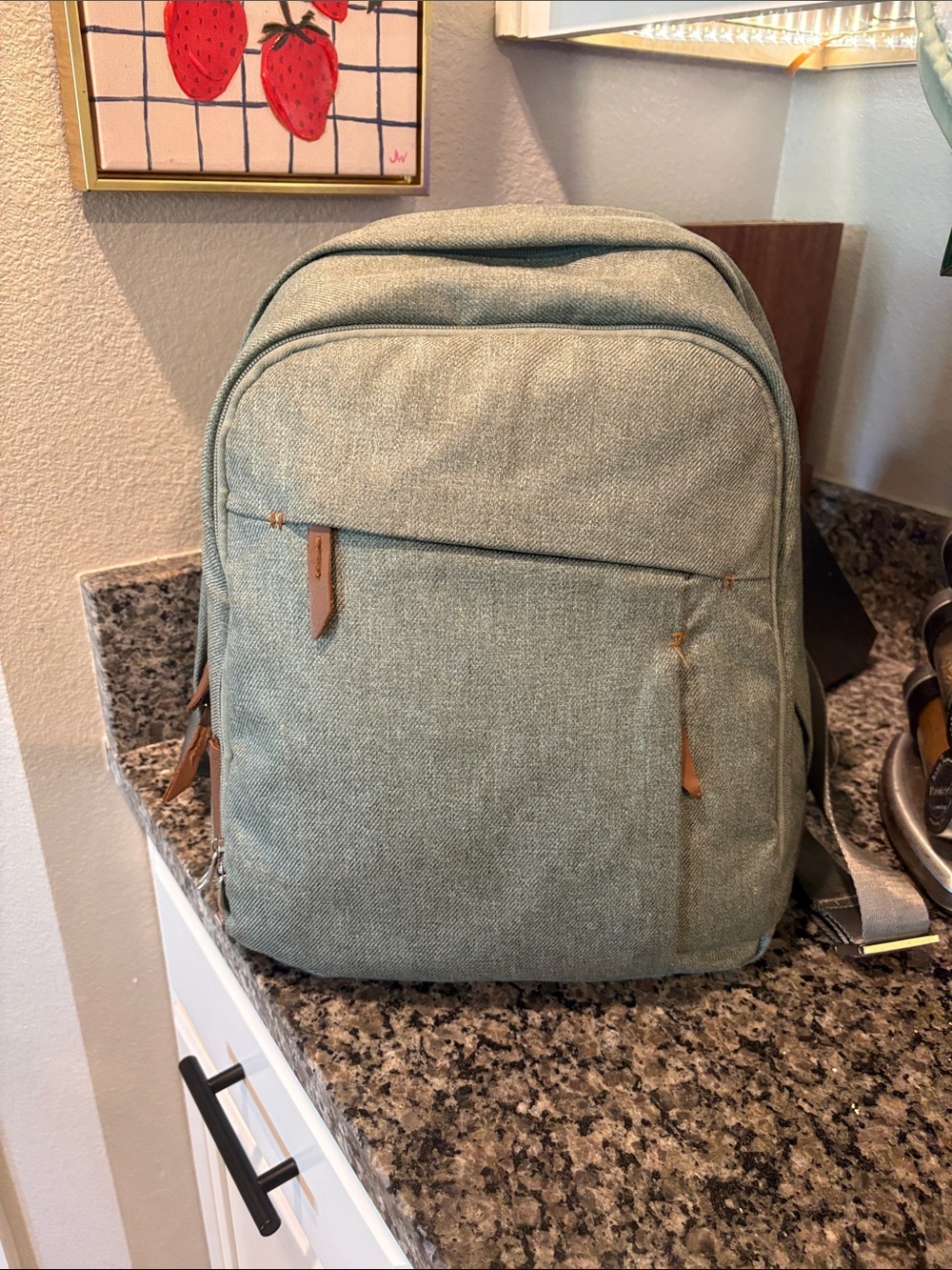 Uppababy diaper bag sage green with leather accents
